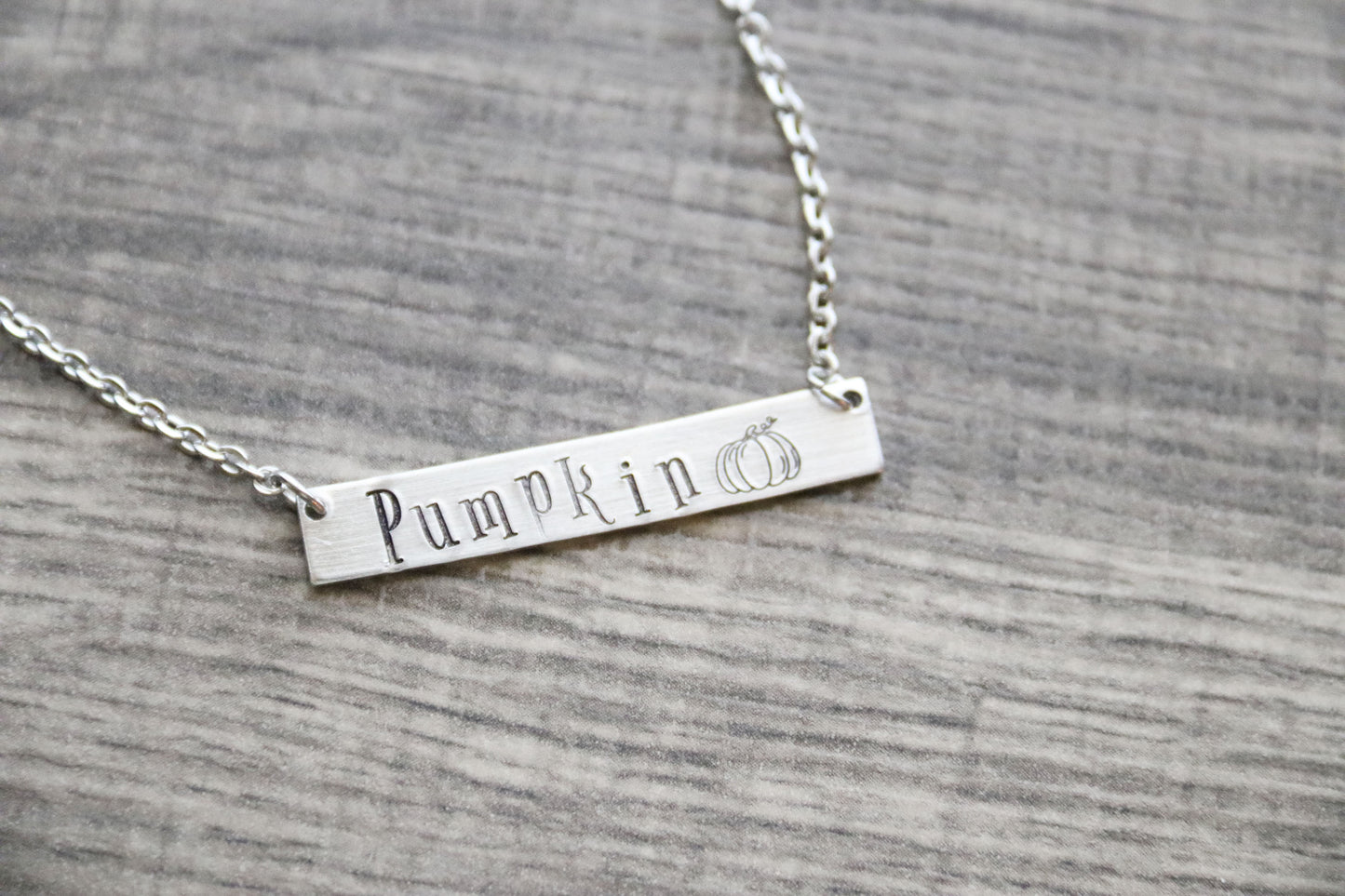 Pumpkin Necklace Halloween Costume Jewelry Hand Stamped