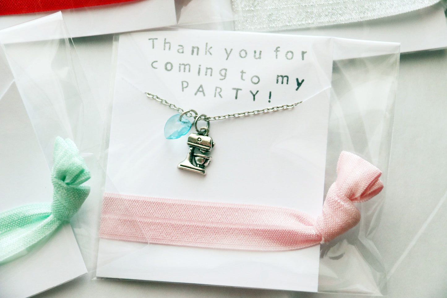 Baking Party Favor Necklace with Hair Tie, Cooking Party Favor, Cupcake Party Favor, Party Favors