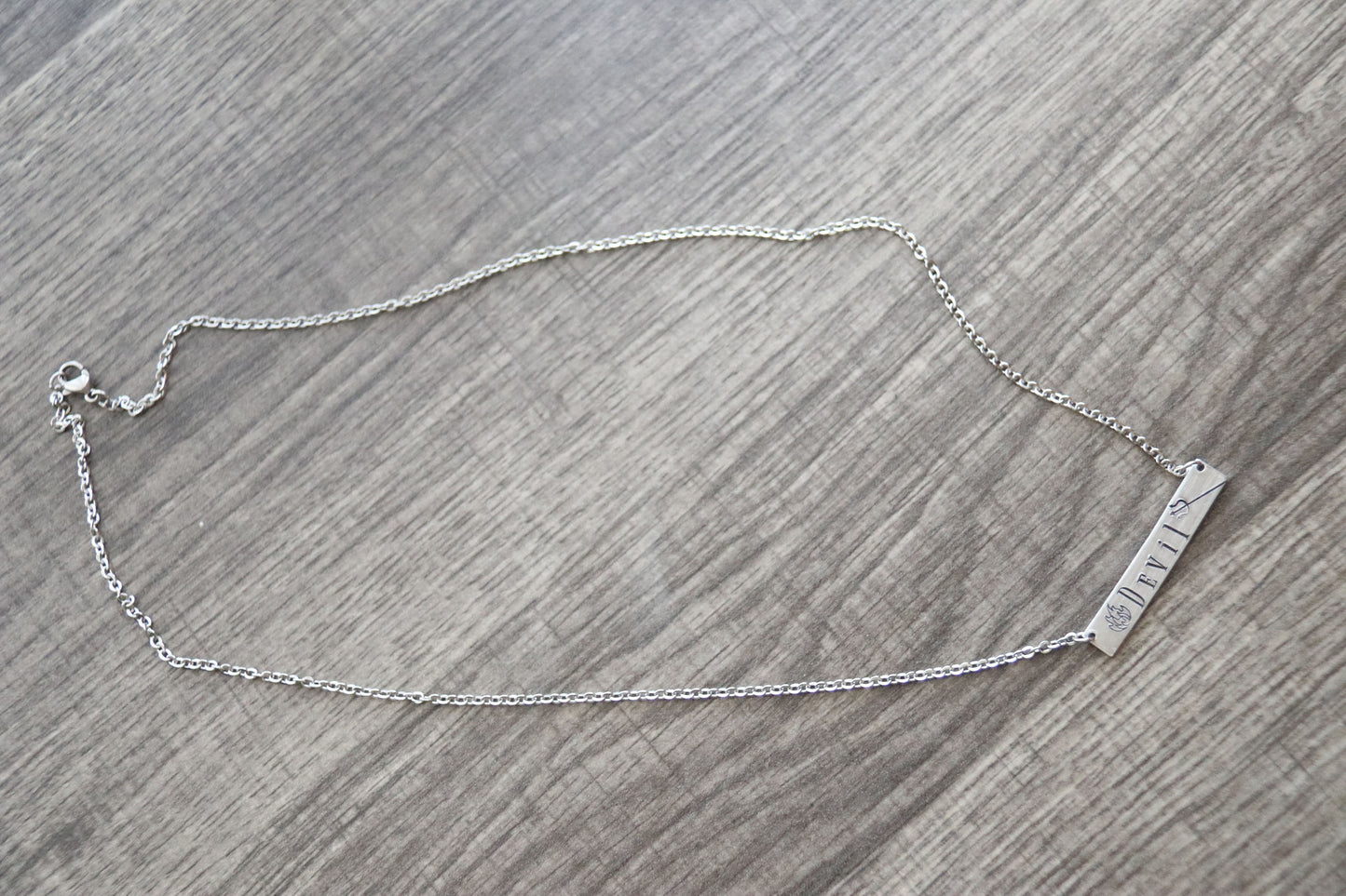 Devil Bar Necklace Halloween Costume Jewelry Hand Stamped