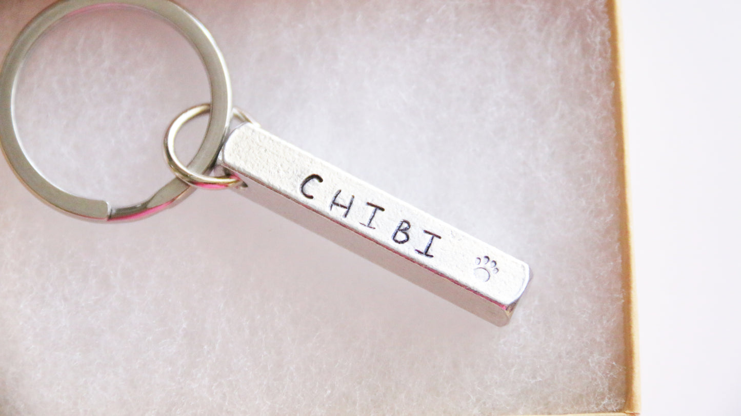 Pet's Name Personalized 3D Keychain, Hand Stamped