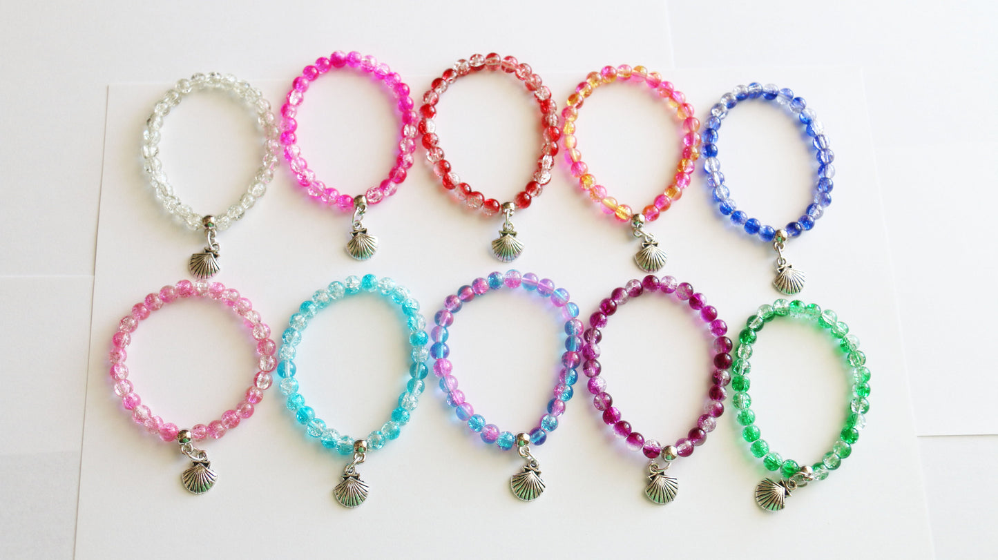 Mermaid Party Favors Stretchy Bracelets, Girl Bracelet, Beach Favor, Girl Gift, Clear Crystal Balls Assorted, Ocean Party Favors