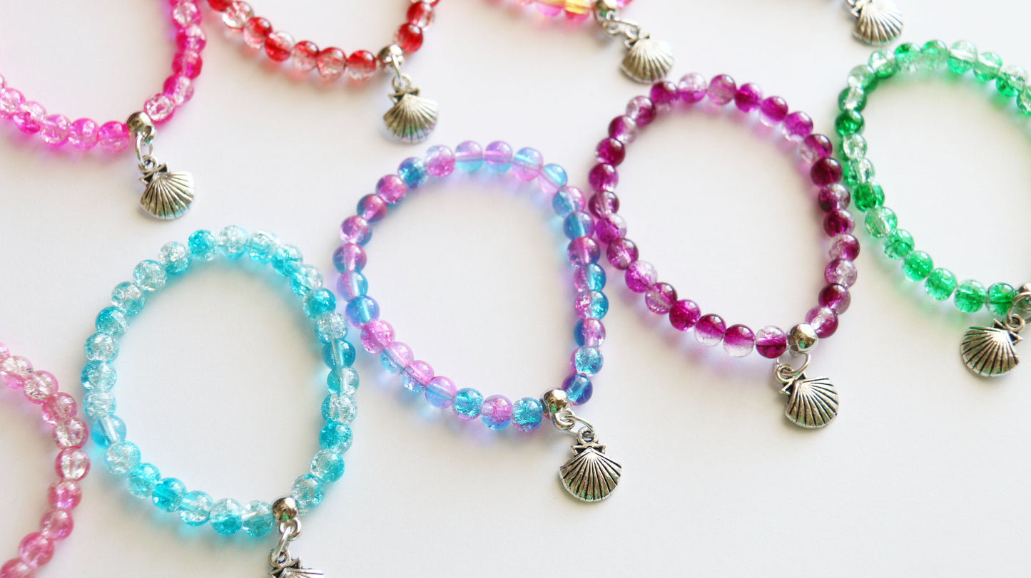 Mermaid Party Favors Stretchy Bracelets, Girl Bracelet, Beach Favor, Girl Gift, Clear Crystal Balls Assorted, Ocean Party Favors