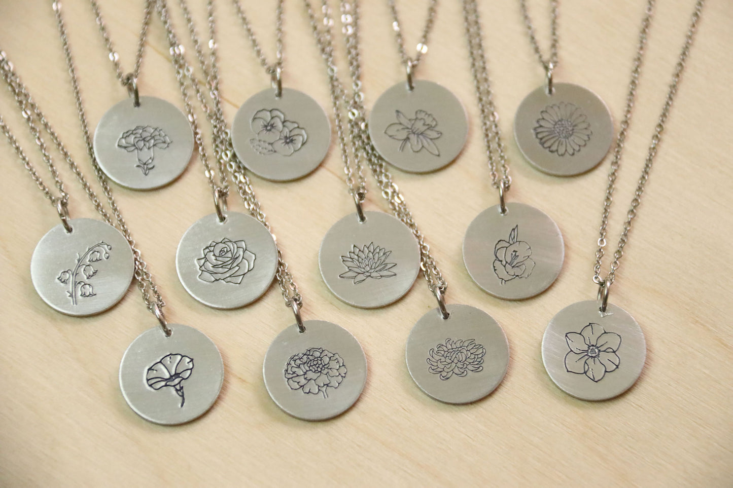 Birth flower Necklace, Birthflower Month Jewelry