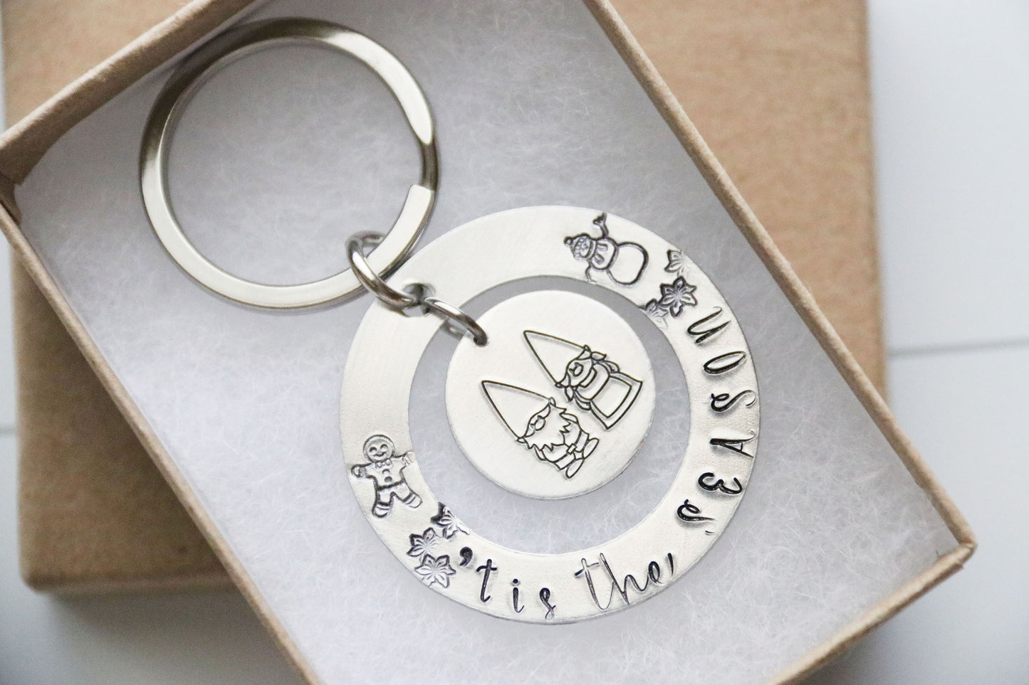 Gnomes Tis The Season Christmas Keychain
