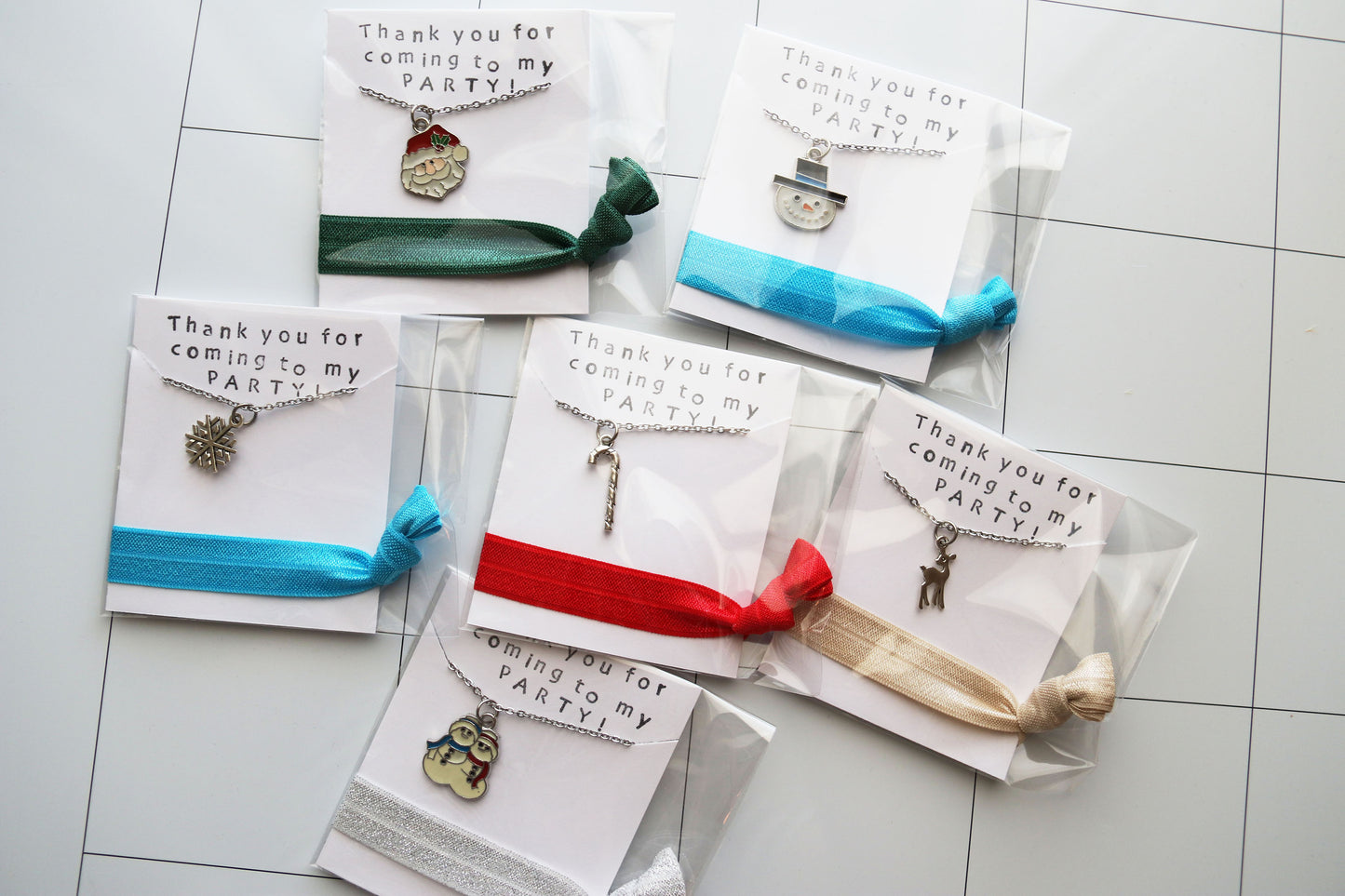 Christmas Party Favor Necklace with Hair Tie, Assorted Christmas Theme, Party Favors