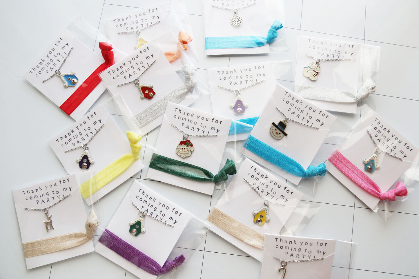 Christmas Party Favor Necklace with Hair Tie, Assorted Christmas Theme, Party Favors
