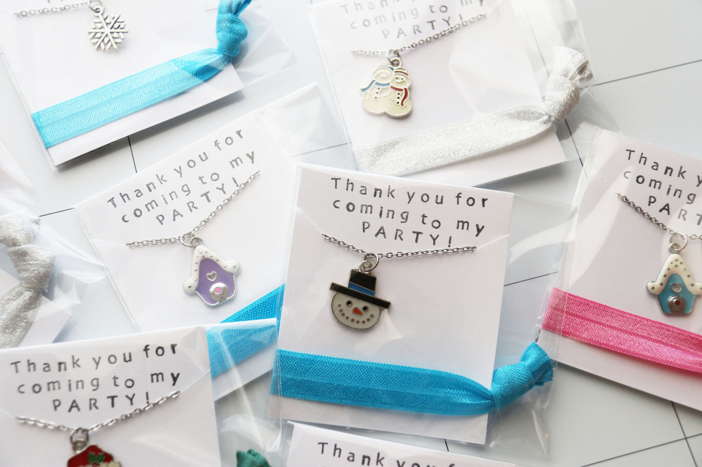 Christmas Party Favor Necklace with Hair Tie, Assorted Christmas Theme, Party Favors