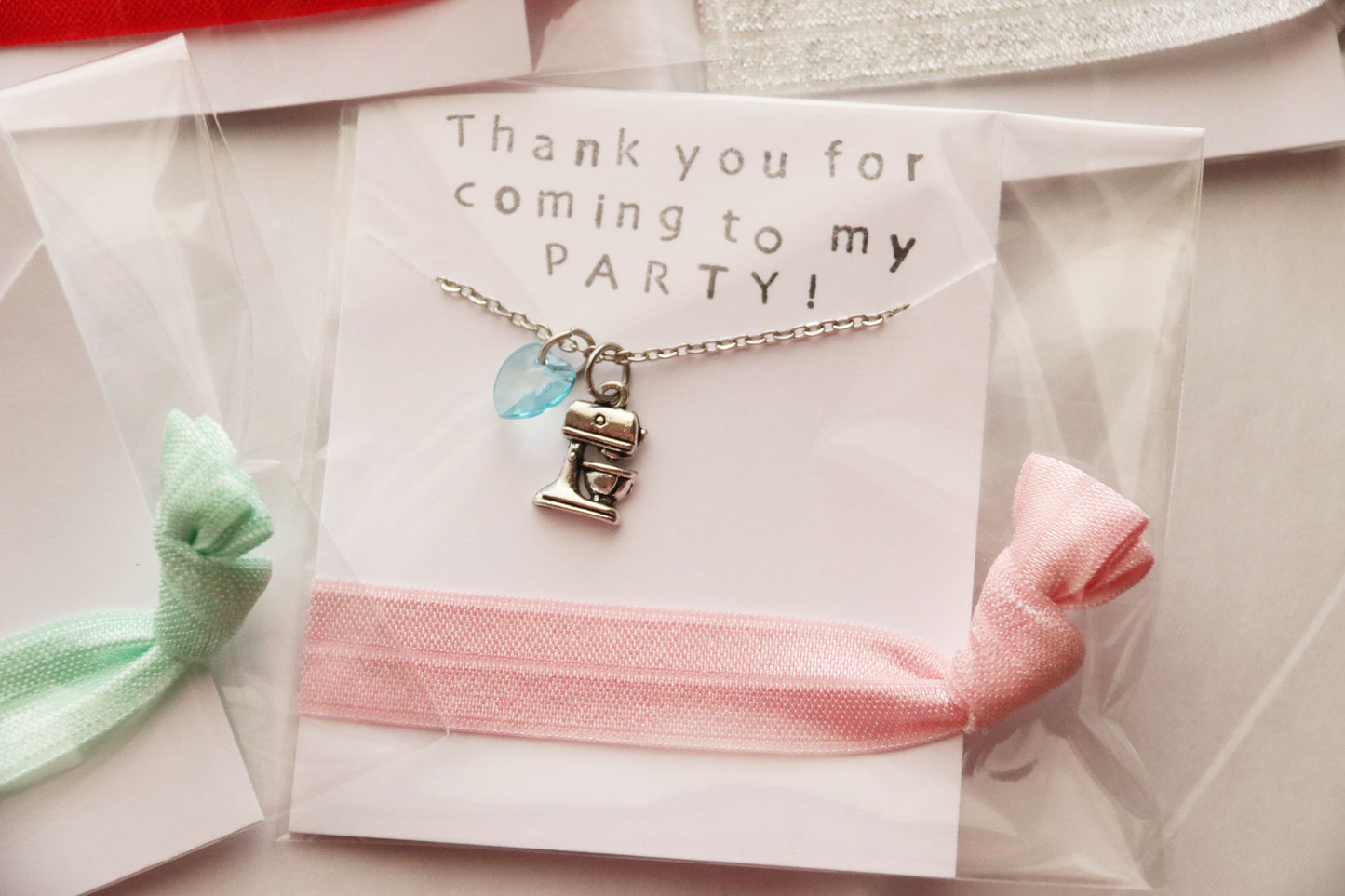 Baking Party Favor Necklace with Hair Tie, Cooking Party Favor, Cupcake Party Favor, Party Favors