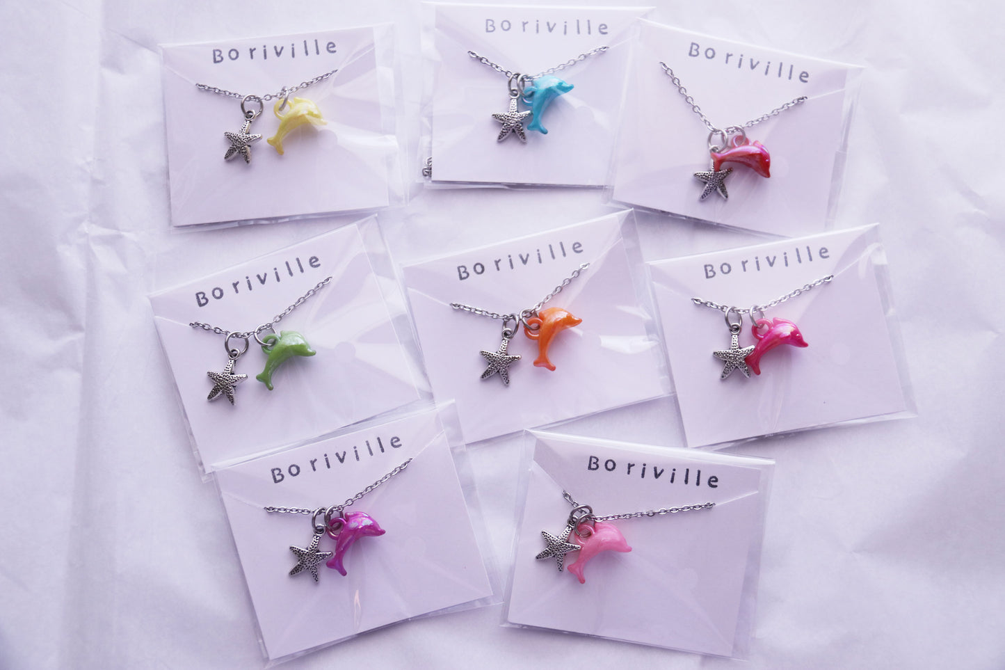 Dolphin Jewelry Theme, Dolphin Necklace with Starfish, Pool Party, Party Favors