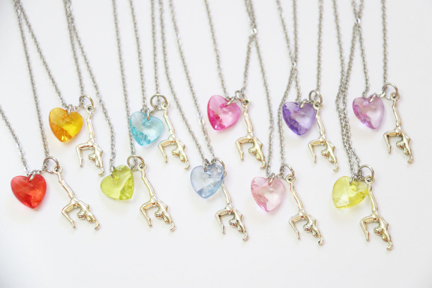 Gymnastics Necklace Party Favors with Heart Charm Assorted Colors
