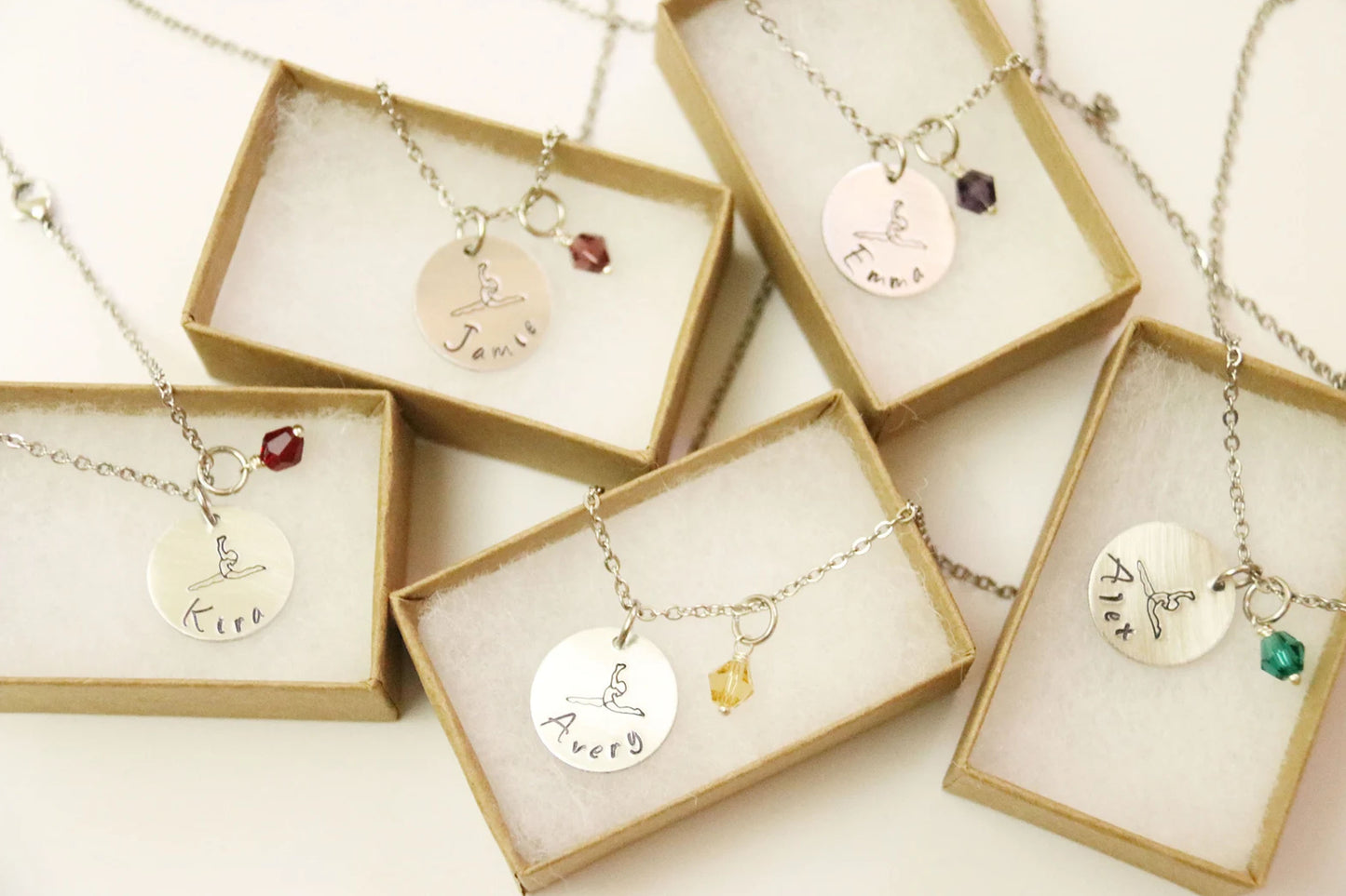 Gymnastics Gift Girl Gift Necklace, Personalized Name Necklace, Birthstone Charm, Customized Necklace, Gymnastic Necklace Gymnastic Gift