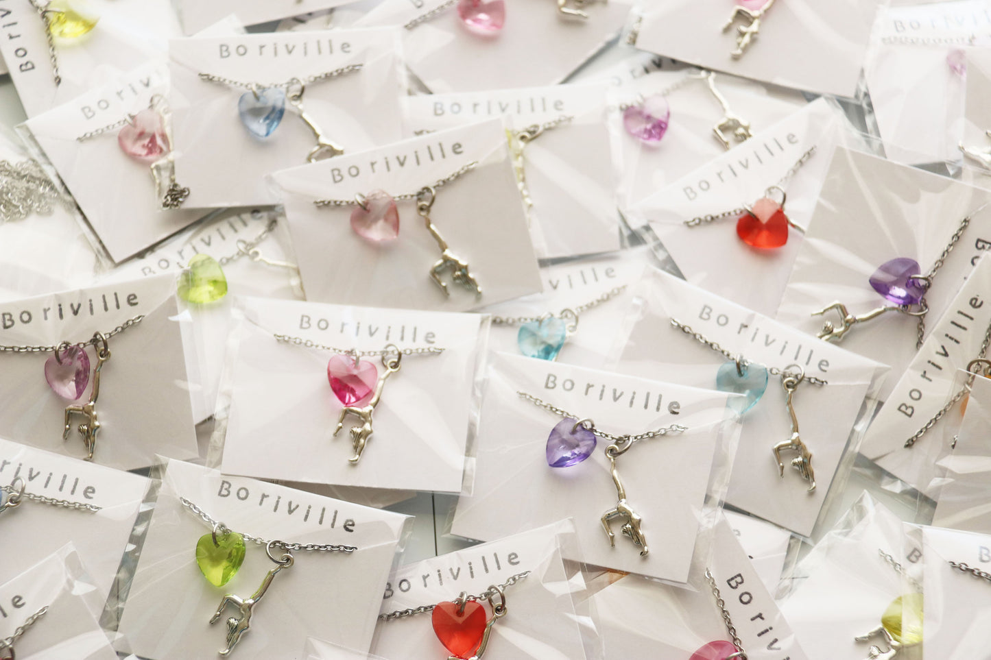 Gymnastics Necklace Party Favors with Heart Charm Assorted Colors