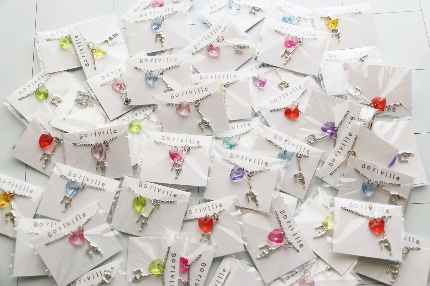 Gymnastics Necklace Party Favors with Heart Charm Assorted Colors