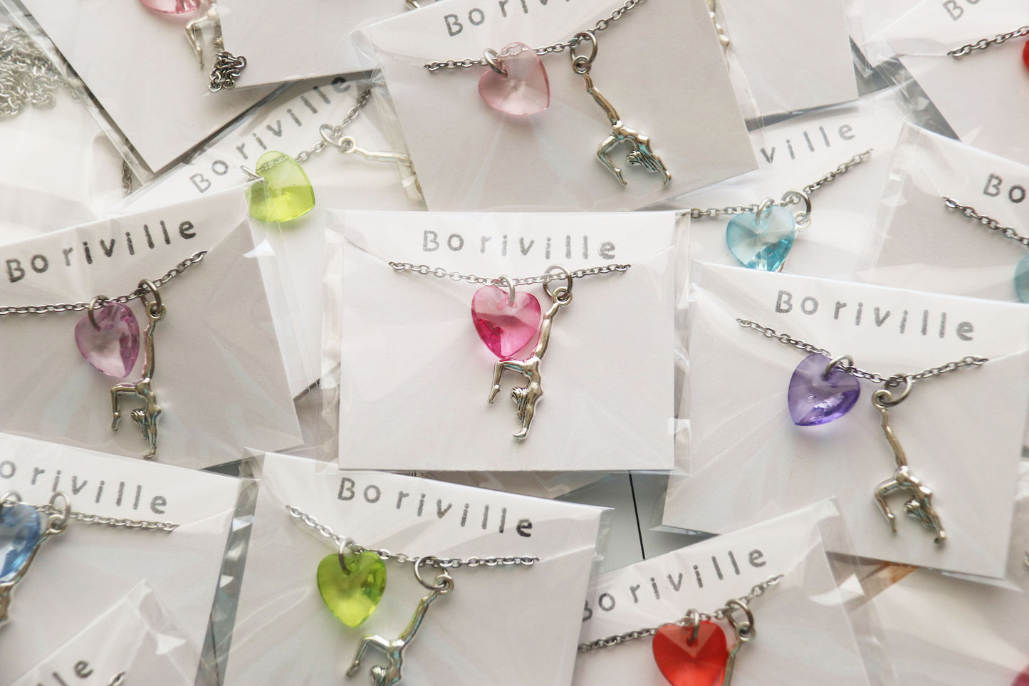 Gymnastics Necklace Party Favors with Heart Charm Assorted Colors