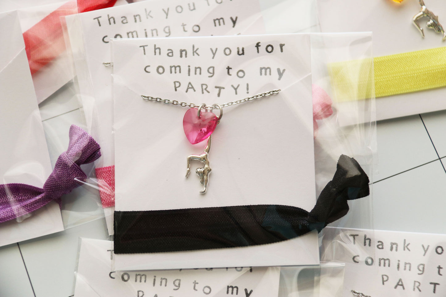Gymnastics Necklace with Hair Tie Party Favor Sets Assorted Colors Party Favors