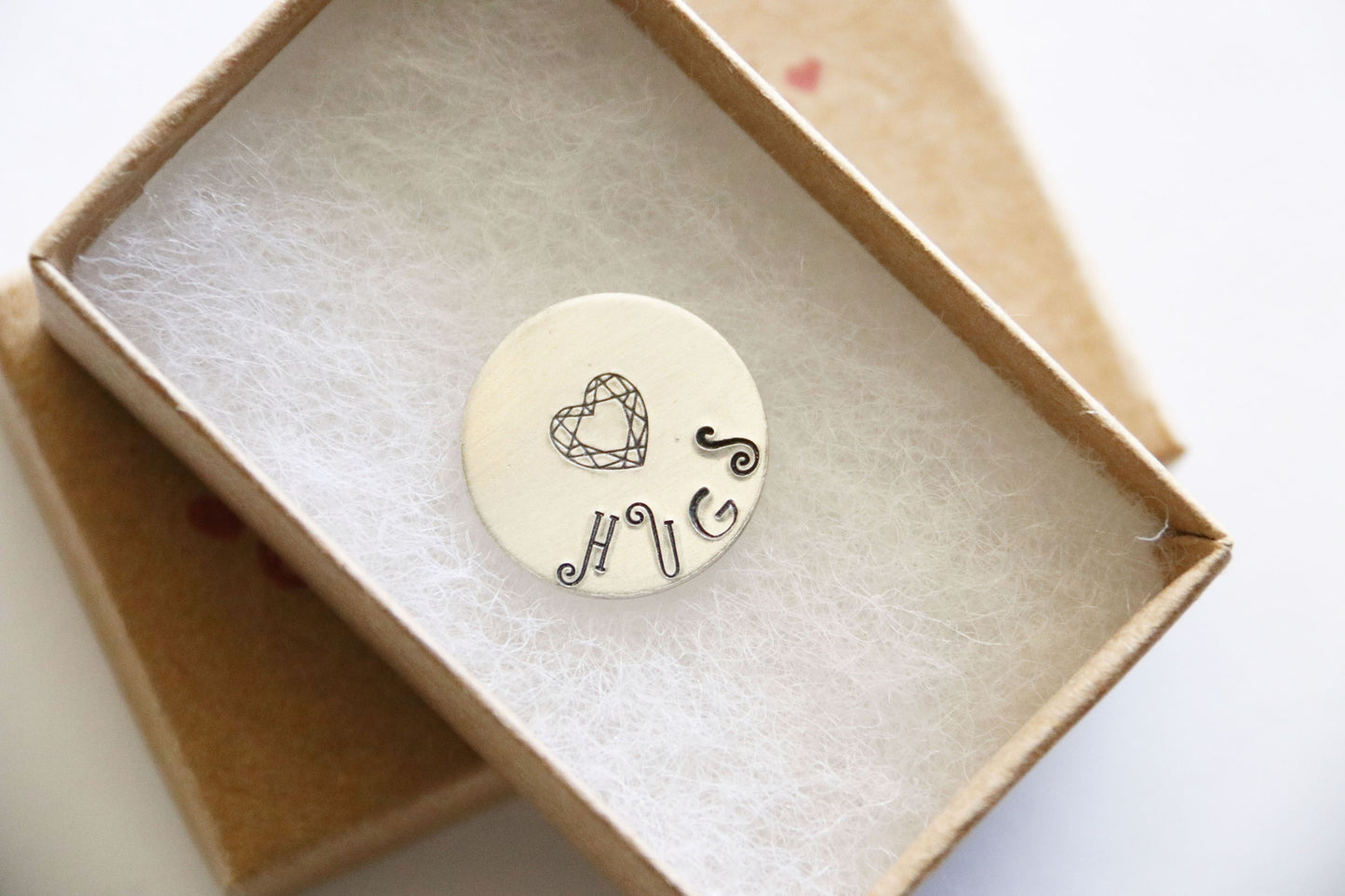 Crystal Heart Hugs, Pocket Hug, Hand Stamped