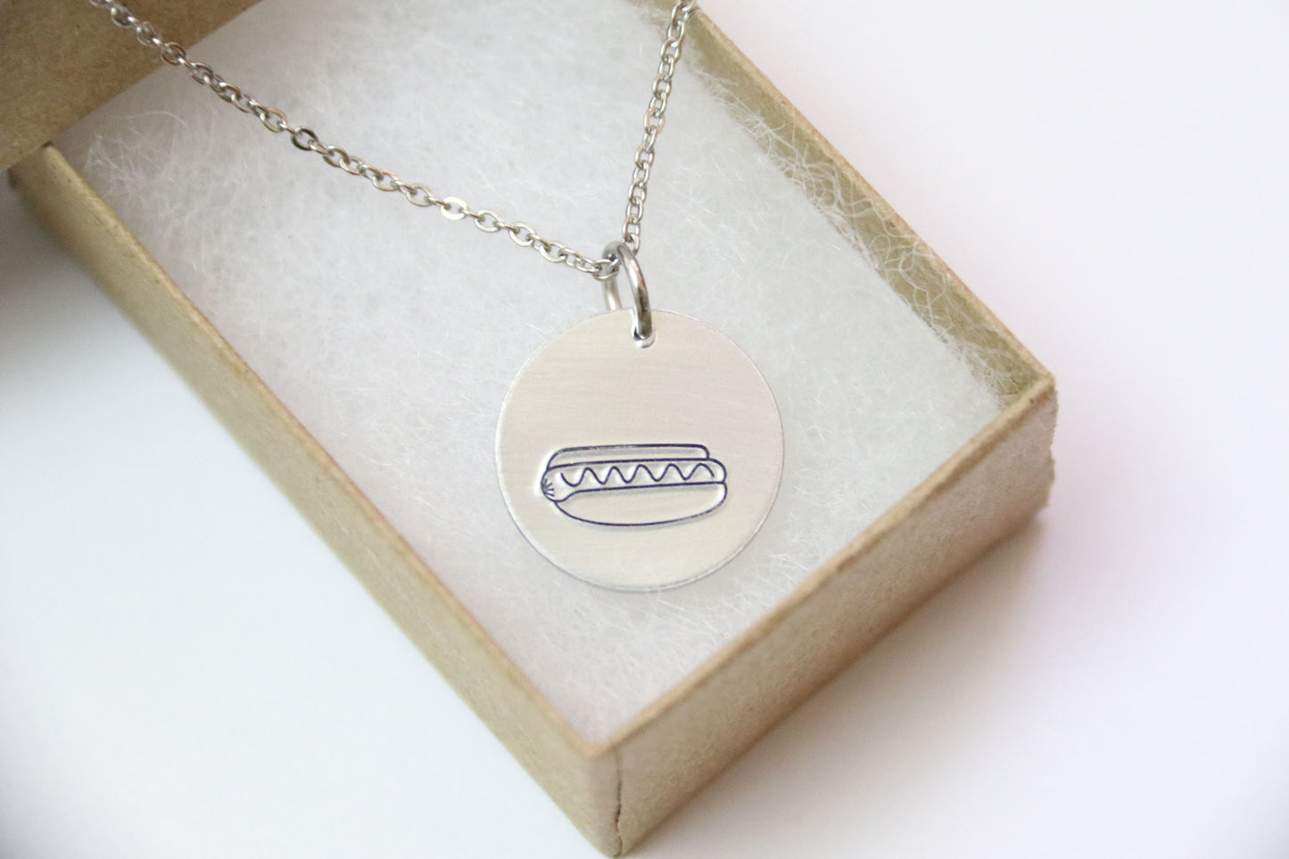 Hotdog Necklace, Foodie Necklace, Hot Dog, Personalized Optional