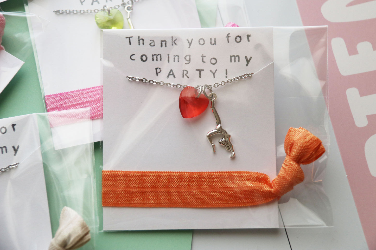 Gymnastics Necklace with Hair Tie Party Favor Sets Assorted Colors Party Favors