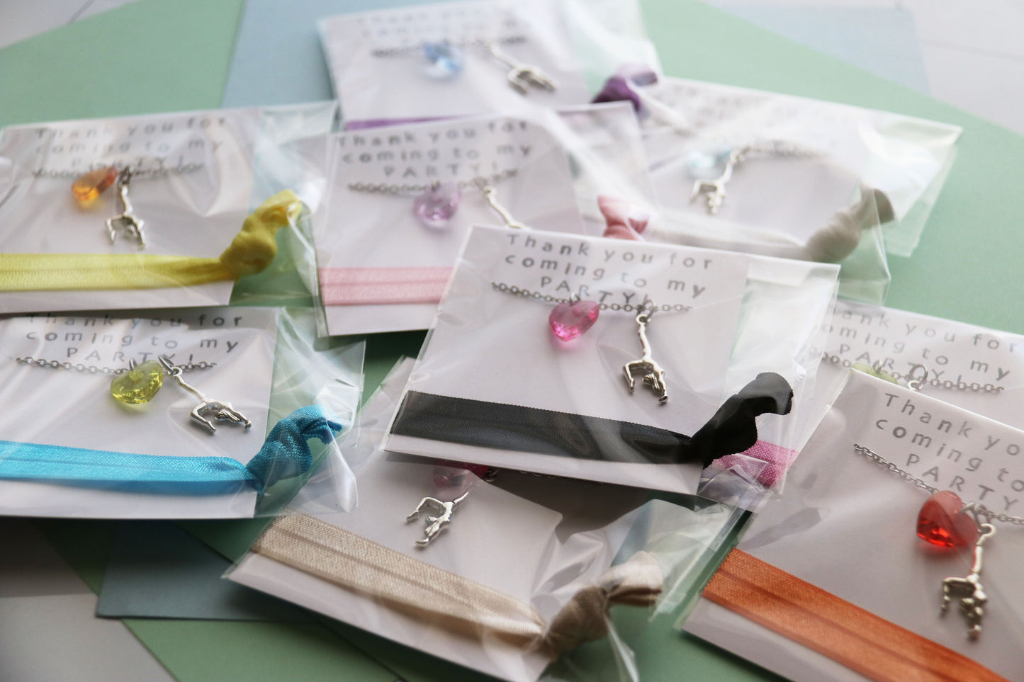 Gymnastics Necklace with Hair Tie Party Favor Sets Assorted Colors Party Favors
