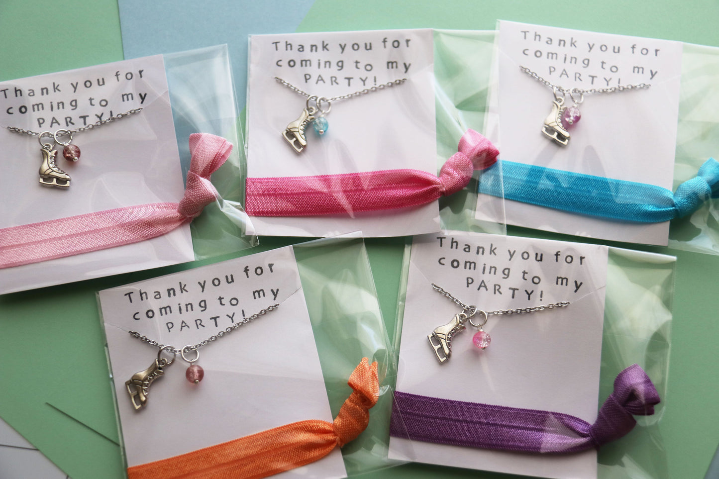 Ice Skate Party Favor Necklace with Hair Tie, Party Favors