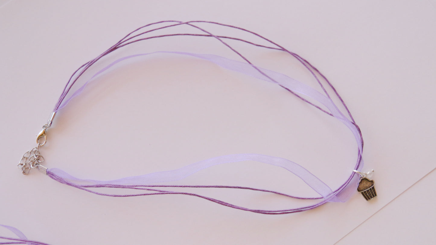 Cupcake Party Favors, Baking Party Favor, Ribbon Necklace with Cupcake