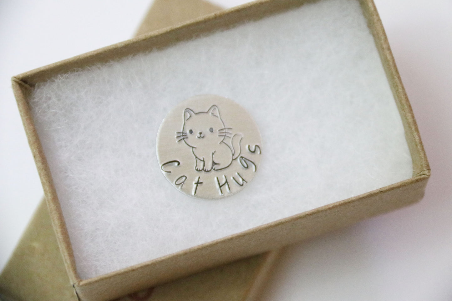 Cat Pocket Hug, Lucky Token, Cat Hugs, Hand Stamped