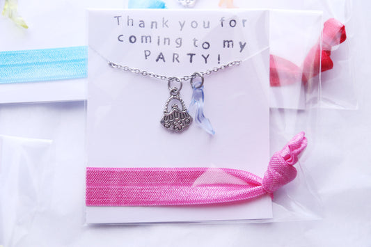 Purse and High Heels Playing Dress Up Party Favors Necklace with Hair Tie, Spa Day Favors