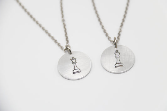 Chess Necklace Set King and Queen