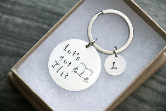 Let's Get Lit Keychain Book Club Keychain Gift