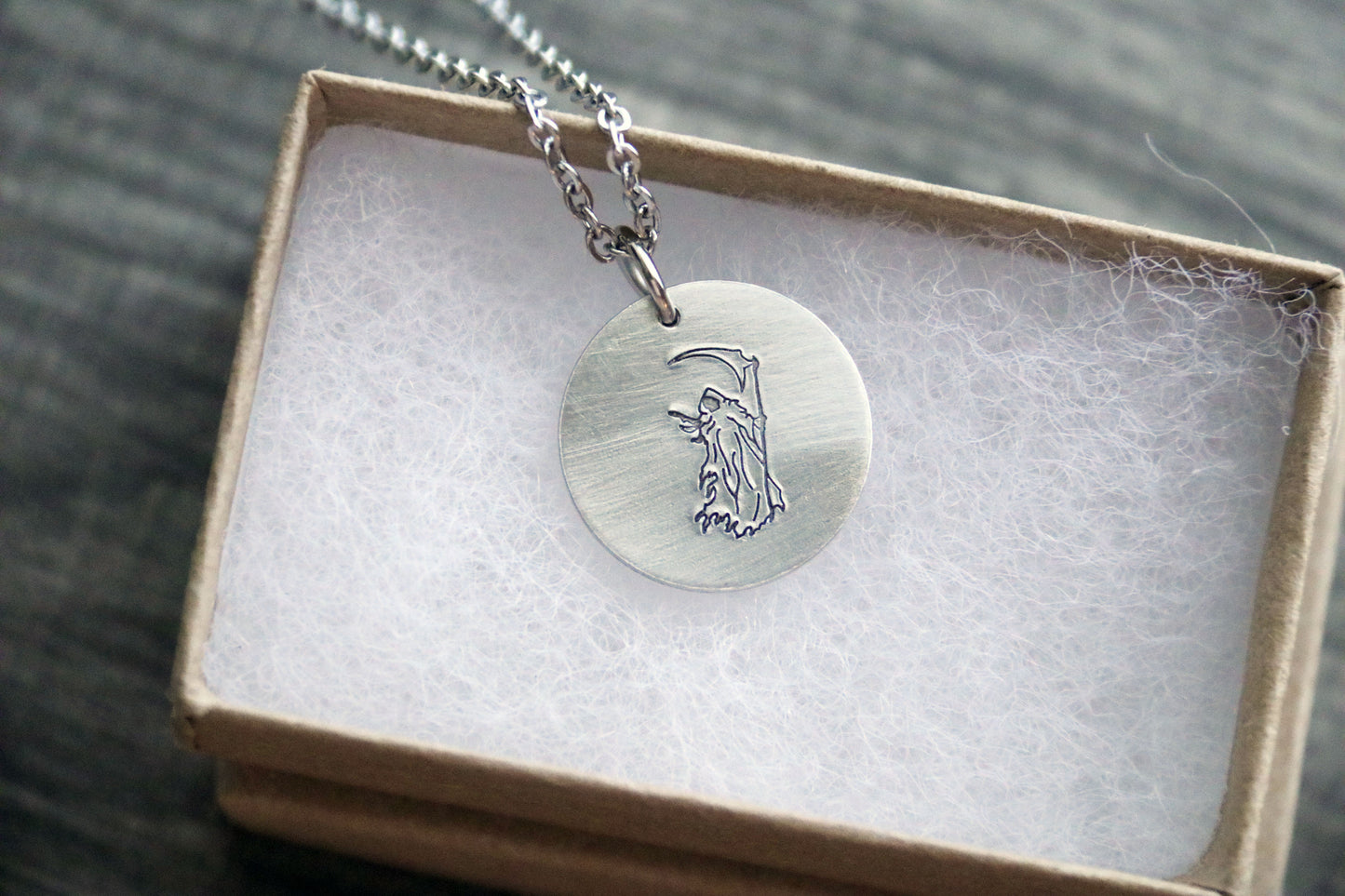 Grim Reaper Necklace Optional Personalized Initial