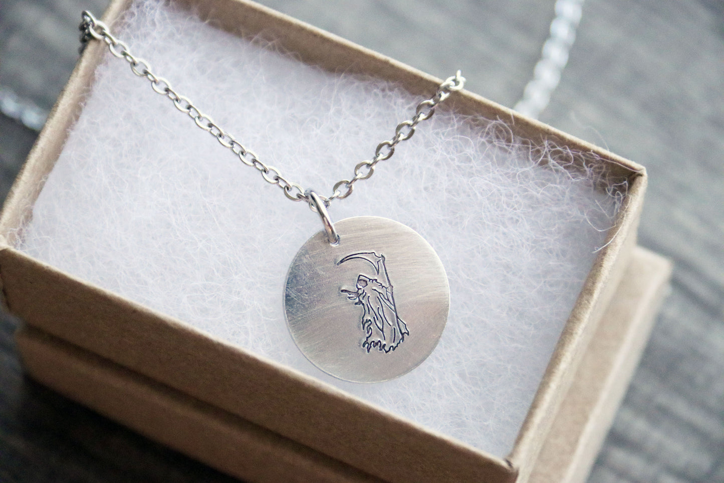 Grim Reaper Necklace Optional Personalized Initial