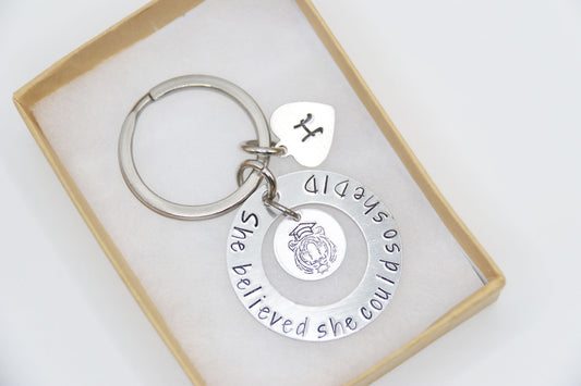 She Believed She Could So She Did Tiger Graduation Keychain