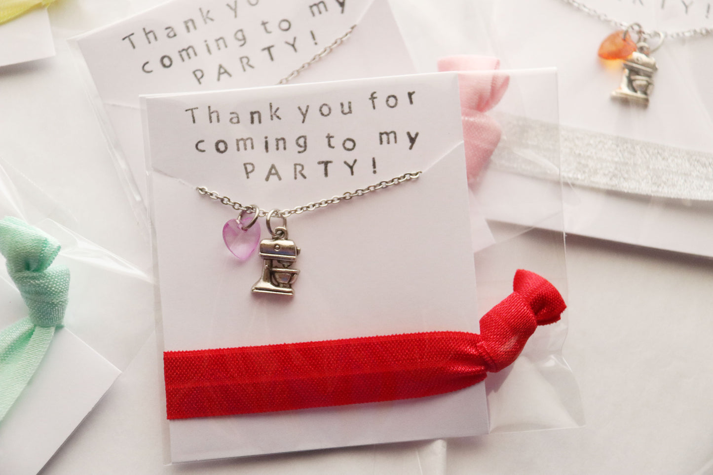 Baking Party Favor Necklace with Hair Tie, Cooking Party Favor, Cupcake Party Favor, Party Favors