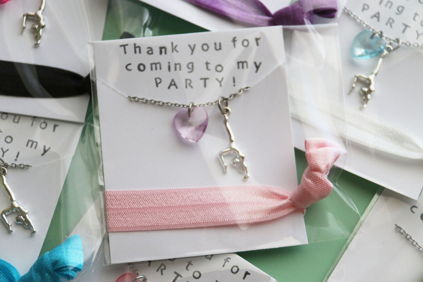 Gymnastics Necklace with Hair Tie Party Favor Sets Assorted Colors Party Favors