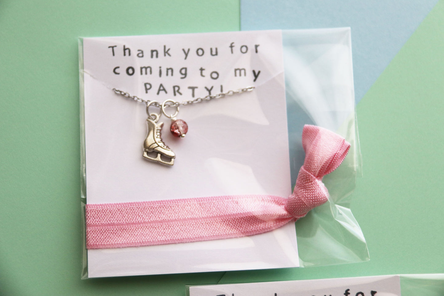 Ice Skate Party Favor Necklace with Hair Tie, Party Favors