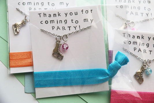 Ice Skate Party Favor Necklace with Hair Tie, Party Favors